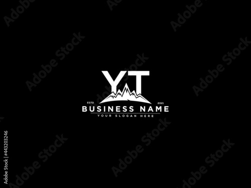 Letter YT Logo, mountain yt logo icon vector for river forest hill landscape silhouette image design