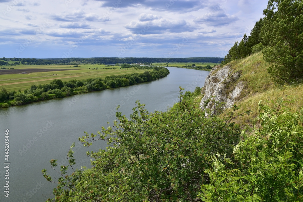 Panorama of the Sylva river and the river valley from the Sorokinskaya mountain Panorama of the Sylva river and the river valley from the Sorokinskaya mountain