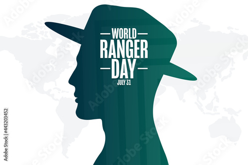 World Ranger Day. July 31. Holiday concept. Template for background, banner, card, poster with text inscription. Vector EPS10 illustration.