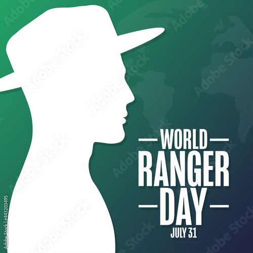 World Ranger Day. July 31. Holiday concept. Template for background, banner, card, poster with text inscription. Vector EPS10 illustration.