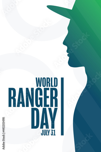 World Ranger Day. July 31. Holiday concept. Template for background, banner, card, poster with text inscription. Vector EPS10 illustration.