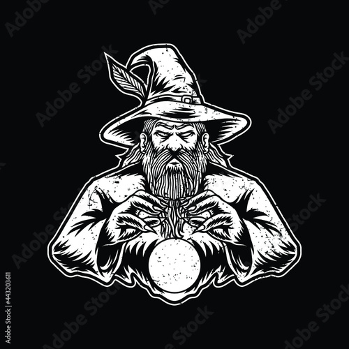 Wizard artwork illustration design logo