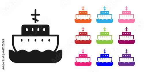 Black Ark of noah icon isolated on white background. Wood big high cargo. Set icons colorful. Vector