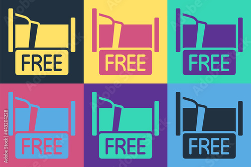 Pop art Free overnight stay house icon isolated on color background. Vector