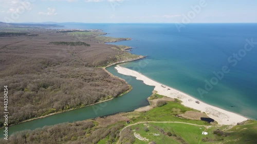 Wallpaper Mural Aerial view of beach at the mouth of the Veleka River, Sinemorets village, Burgas Region, Bulgaria Torontodigital.ca