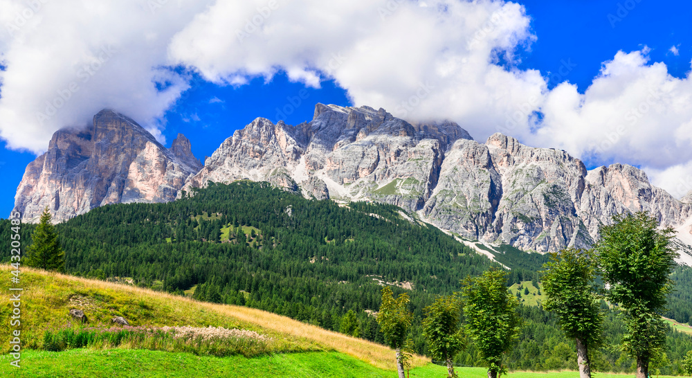 Stunning nature of Italian Alps .Wonderful valley in Cortina d'Ampezzo - famous ski resort in northern Italy, Belluno province