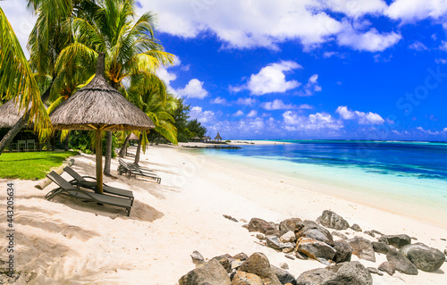 Dream island. tropical paradise. Best beaches of Mauritius island  luxury resorts of Le Morne