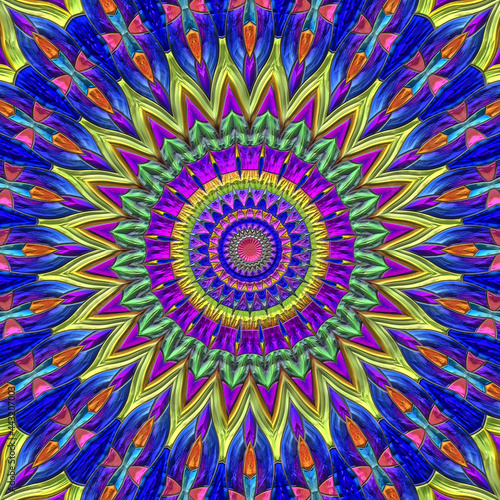 3d effect - abstract colorful mandala style pattern 