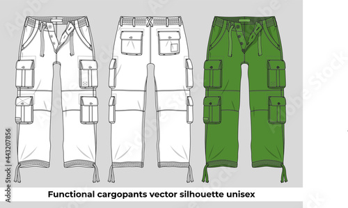 Functional cargopants vector silhuette unisex photo