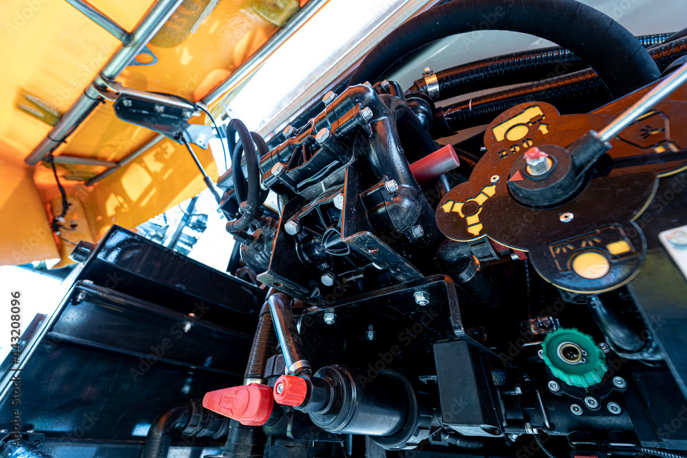 Fototapeta premium New modern agricultural machinery and equipment details