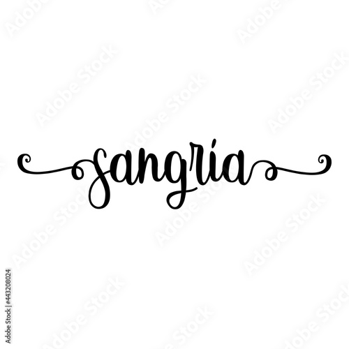 Banner con texto manuscrito sangría escrito a mano con florituras en color negro