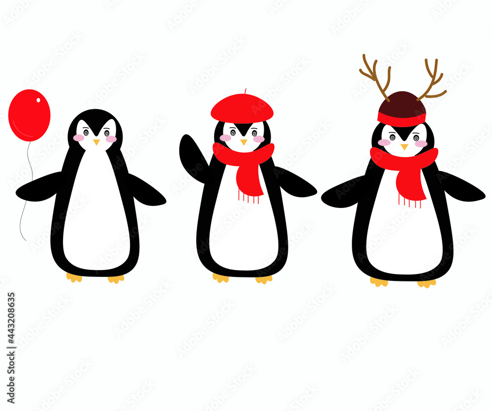 Obraz premium vector penguin on a white background. new year penguin illustration in flat and cartoon graphics. funny penguin illustration for children