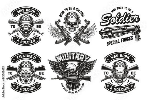 a set of vintage vector military illustrations