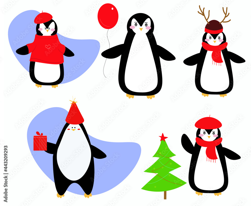 Obraz premium vector penguin on a white background. new year penguin illustration in flat and cartoon graphics. funny penguin illustration for children