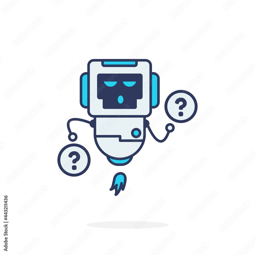 Two curious robot cute character illustration smile happy mascot logo Two curious robot cute character illustration smile happy mascot logo