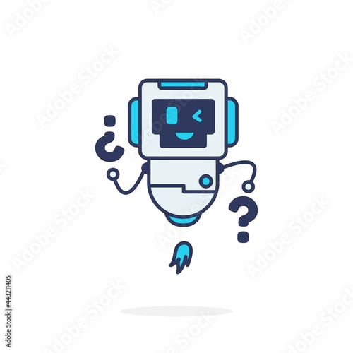 Simple mascot logo cute character illustration robot blue smile happy