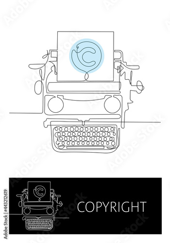 Typewriter in one continuous line. Minimalistic art will perfectly fit for web sites of copywriter or authors 