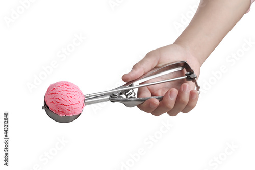 Ice cream scoop on white background