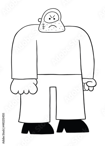 Cartoon criminal, angry bad guy, vector illustration