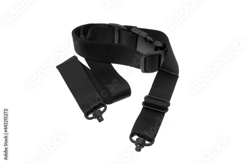 Sturdy modern nylon shoulder strap. Weapon strap. Isolate on a white back photo