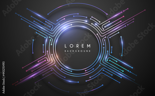Abstract circle technology frame with glow effect