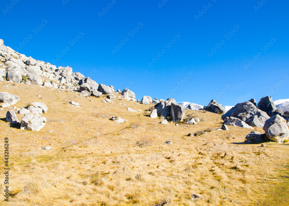 Rocky Hill with blue sky in New Zealand. Rocky Hill with blue sky in New Zealand.