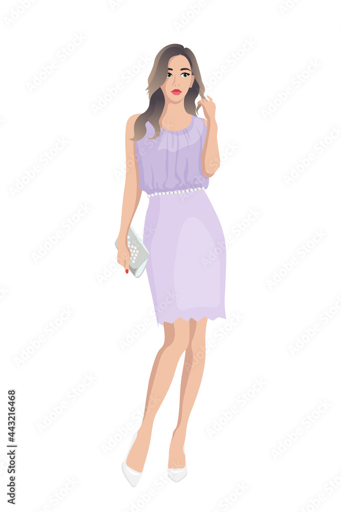 Women on high heels dressed in stylish trendy clothes - female fashion illustration Women on high heels dressed in stylish trendy clothes - female fashion illustration