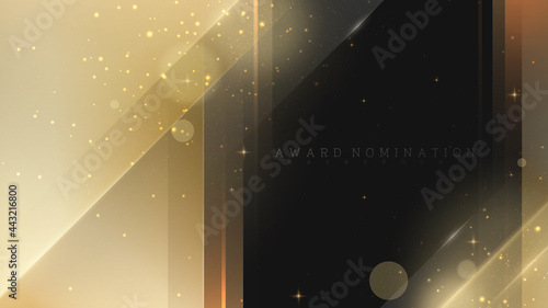 Gold luxury background, Award nomination scene concept design, Bokeh with light line. Vector illustration. photo