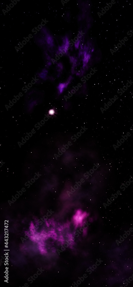 Star field in space and a nebulae. 3D rendering