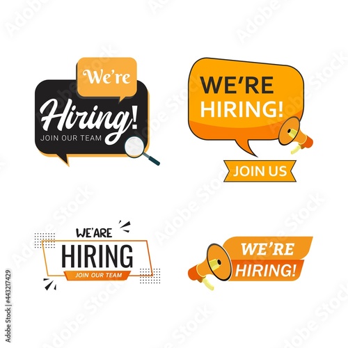 Job vacancy concept with we are hiring text design. Orange and black color job vacancy social media post design. We are hiring a banner design with an orange shade.