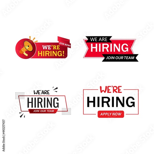 Job vacancy concept with we are hiring text design. Red and white color job vacancy social media post design. We are hiring a banner design with a red shade.