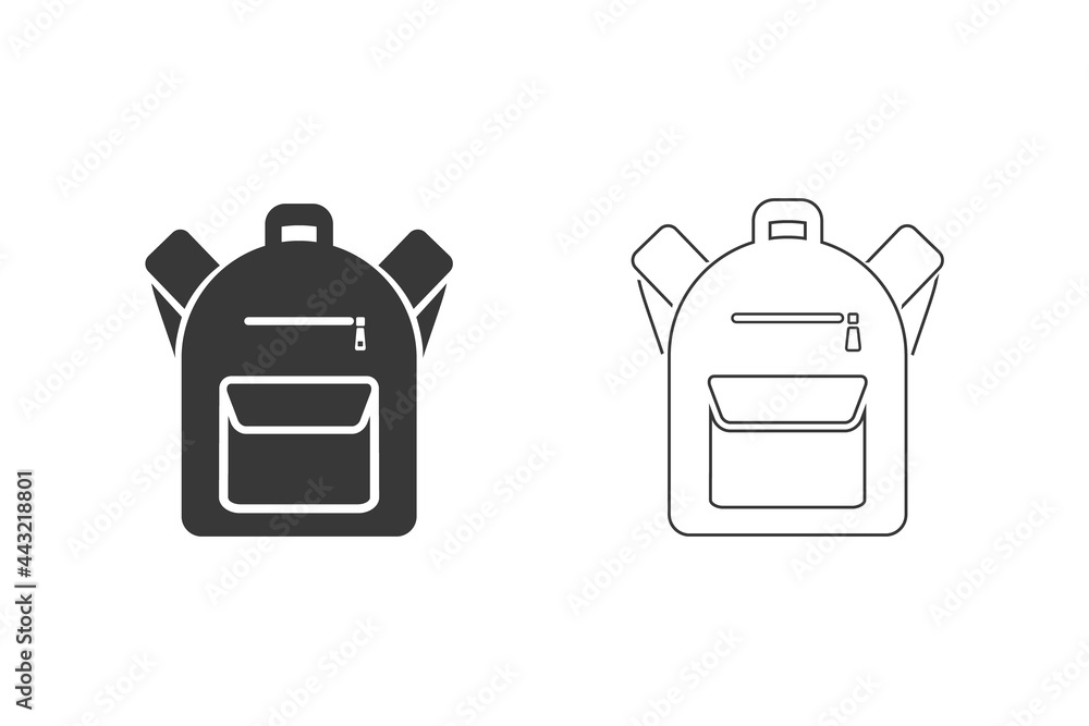 Obraz premium Backpack icon set in flat style. Vector sign
