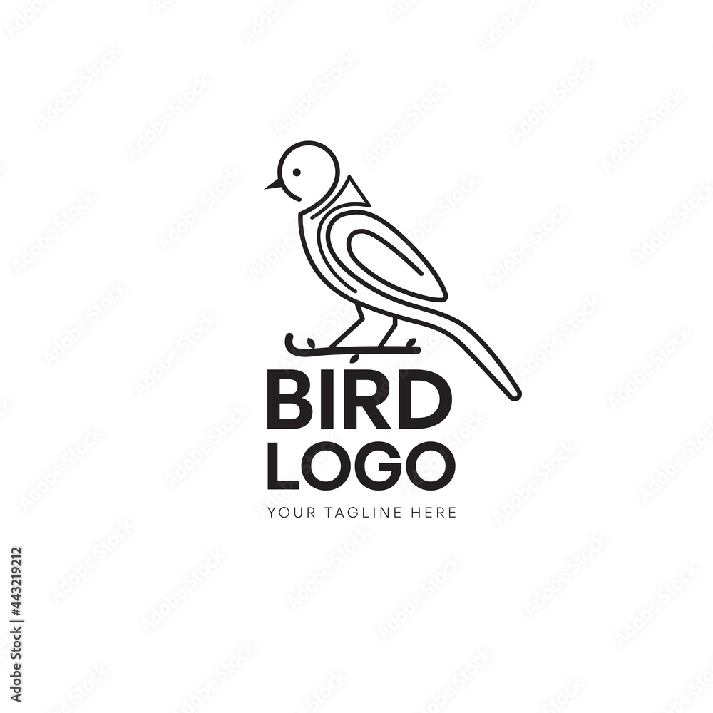Black and White Bird Minimal Logo Design Black and White Bird Minimal Logo Design