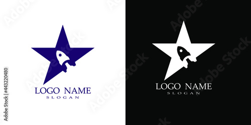 rocket and star combination logo