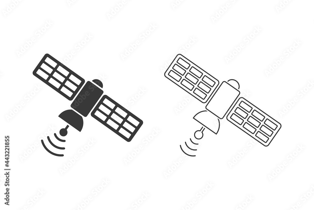 Satellite icon set in flat style. Vector illustration Satellite icon set in flat style. Vector illustration