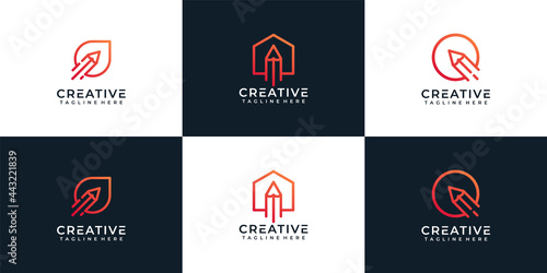 Set of corporate pencil logo concept collection