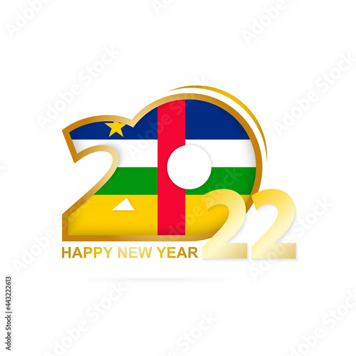 Year 2022 with Central African Republic Flag pattern. Happy New Year Design.