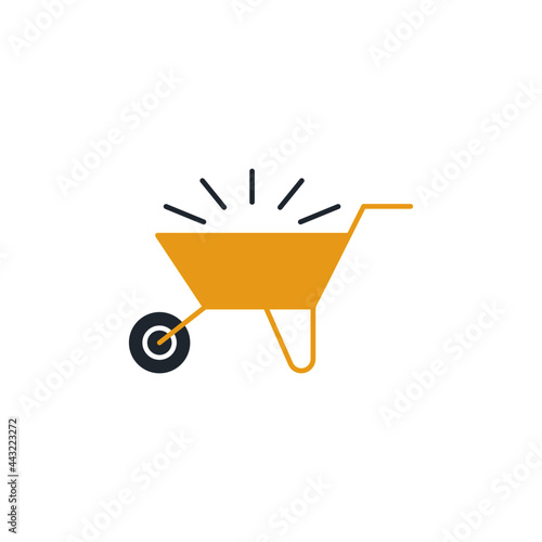 Emty Barrow construction, wheelbarrow icon in color icon, isolated on white background 