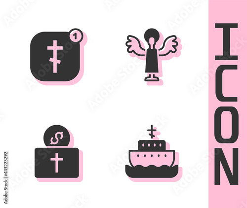 Set Ark of noah, Online church pastor preaching, Donation for and Angel icon. Vector