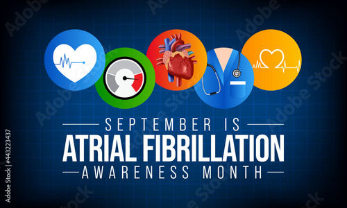 National Atrial Fibrillation (AFIB) Awareness Month is observed every year in September, it is a heart condition that causes an irregular and often abnormally fast heart rate. Vector illustration