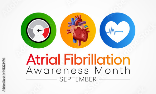 National Atrial Fibrillation (AFIB) Awareness Month is observed every year in September, it is a heart condition that causes an irregular and often abnormally fast heart rate. Vector illustration