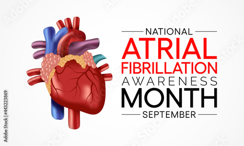 National Atrial Fibrillation (AFIB) Awareness Month is observed every year in September, it is a heart condition that causes an irregular and often abnormally fast heart rate. Vector illustration