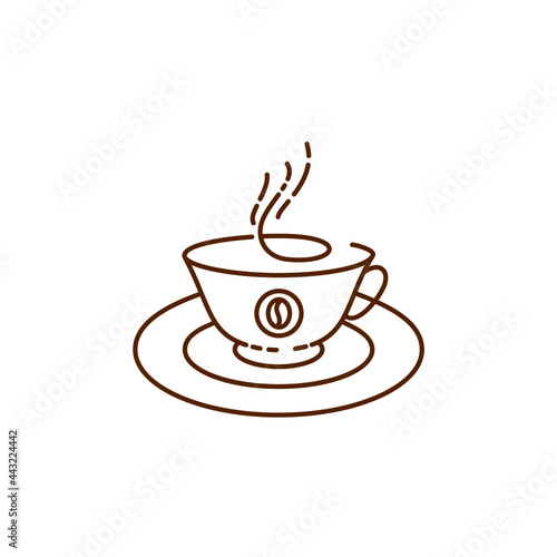 cup of coffee continuous line art  logo design vector illustration
