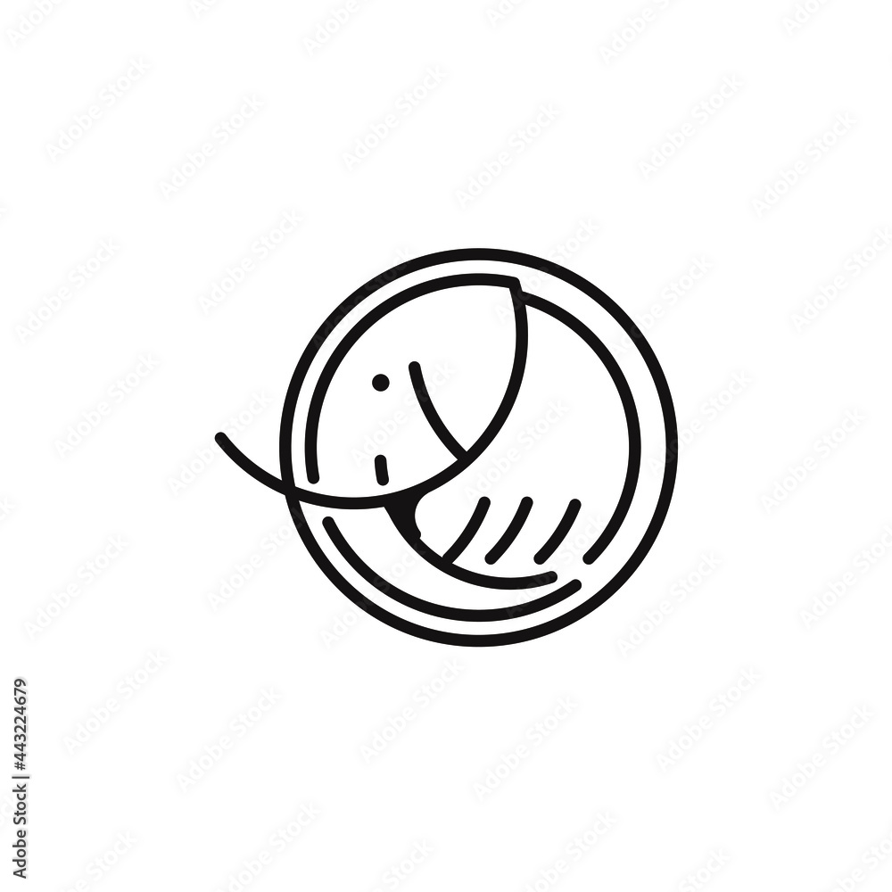 circular elephant line art logo design vector circular elephant line art logo design vector