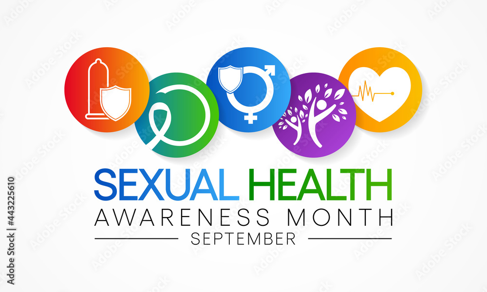Sexual Health awareness month is observed every year in September,  it is important for our overall health and wellbeing. It includes the right to healthy relationships, Vector illustration.