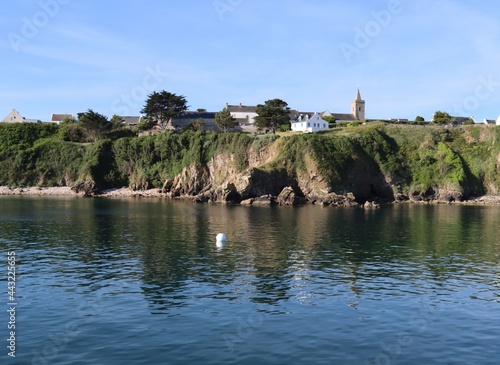 beach and rocks of the village of the island of Houat in Brittany 
