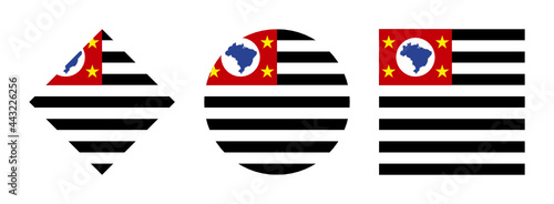 sao paulo flag icon set. isolated on white background	
 photo