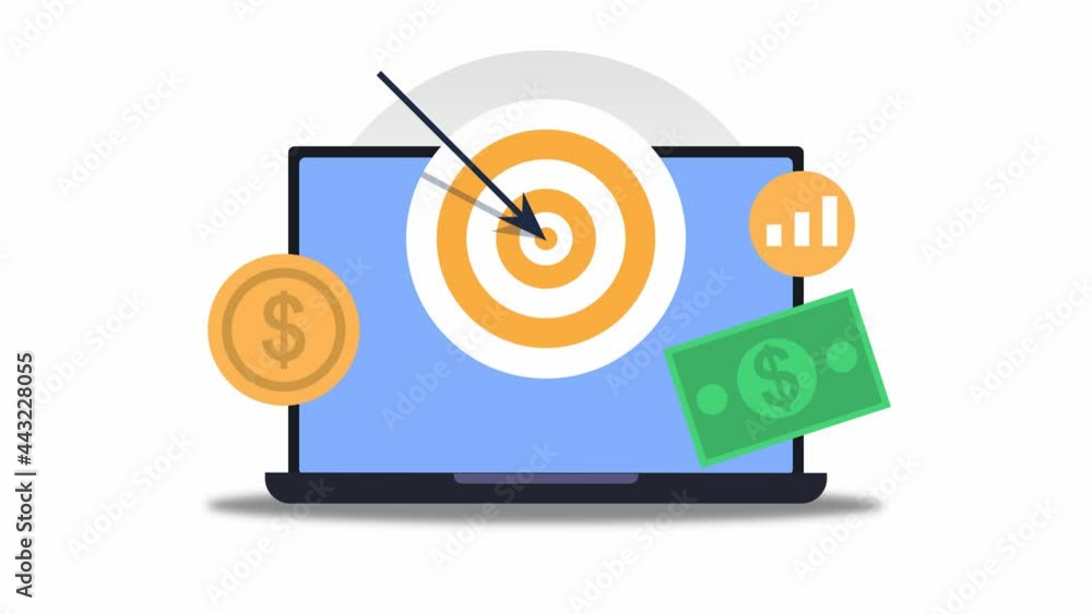 Animated targeting commerce, finance marketing conceptual 2d video clip Animated targeting commerce, finance marketing conceptual 2d video clip
