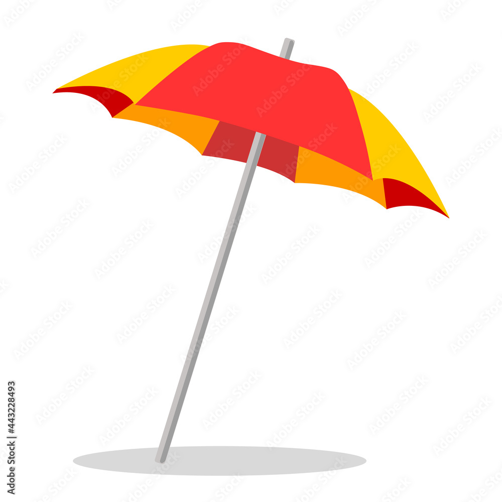 Beach umbrella Vector icon on a white background. Illustration of an umbrella isolated on white. The symbol of the holiday by the sea