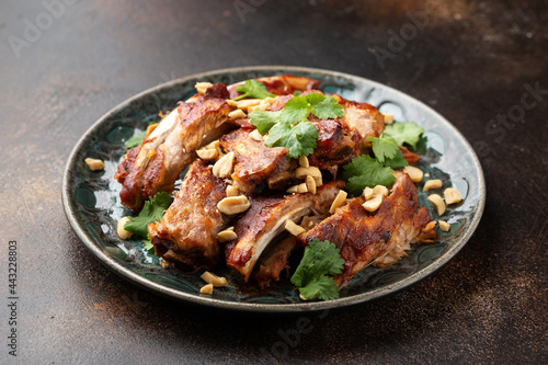Chinese Pork ribs with peanuts and coriander